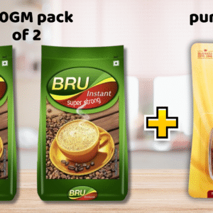 [COMBO] Bru Instant Super Strong/SAFFRON 1g | Aromatic Coffee From South Indian Plantations | Premium Blend of Robusta & Arabica Beans For a Rich Coffee Experience | 500g Pack Of 2 1kg