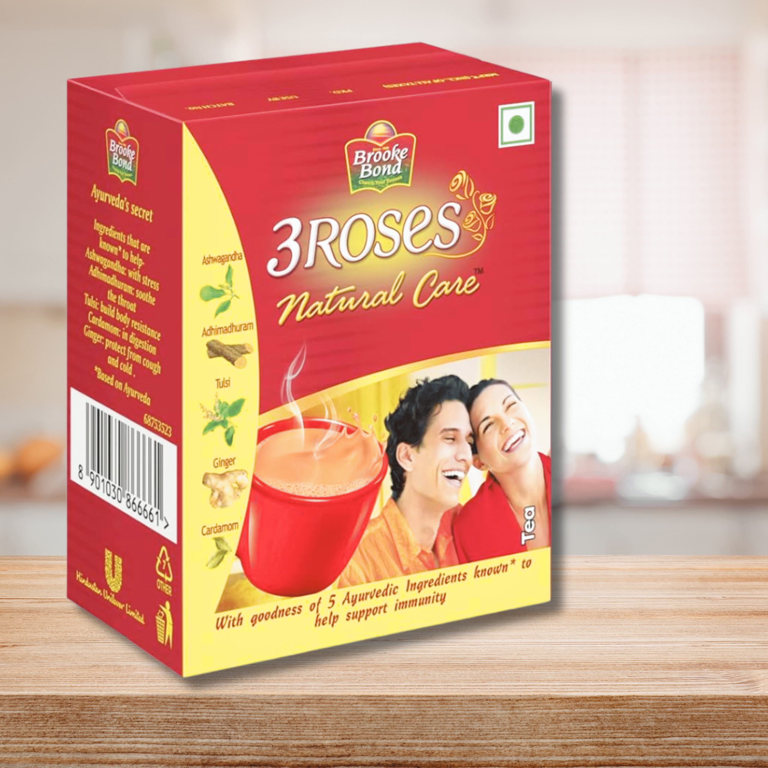 Brooke Bond 3 Roses Natural Care Tea 500 gm, Loose Leaves, Ginger Pack of 2 1KG - Image 2