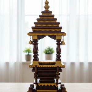 Handcrafted Teakwood Traditional Temple Chariot - Decorative Home Pooja Altar