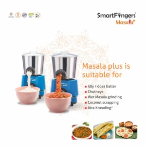 SmartFingers comfort Plus Masala 2L Wet Grinder 230V with Batter Dispenser with Atta kneader & coconut scrapper [ Universal Adapter Included]