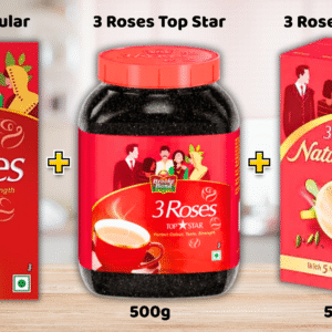 [Combo] Brooke Bond 3 Roses Regular 500gm // Natural Care Tea 500 gm // Top Star 500gm // Pack of 3--1.5Kg