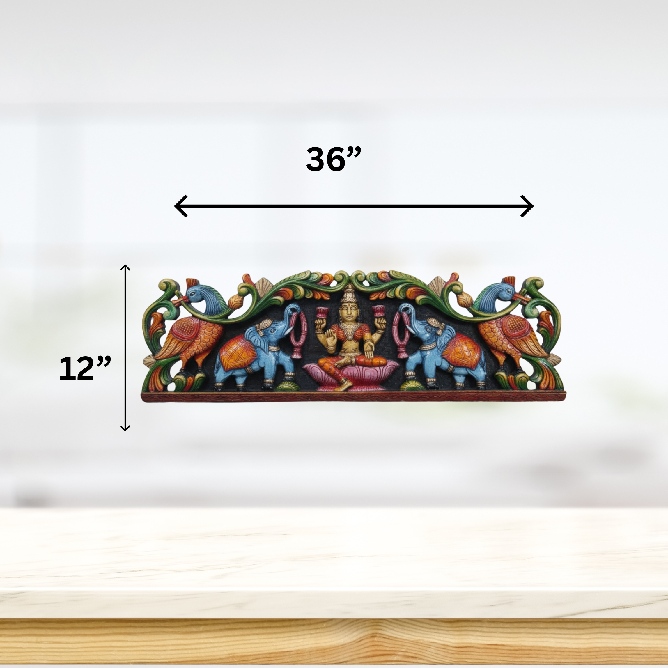 Hand-Carved Gajalakshmi Wall Panel - Image 2