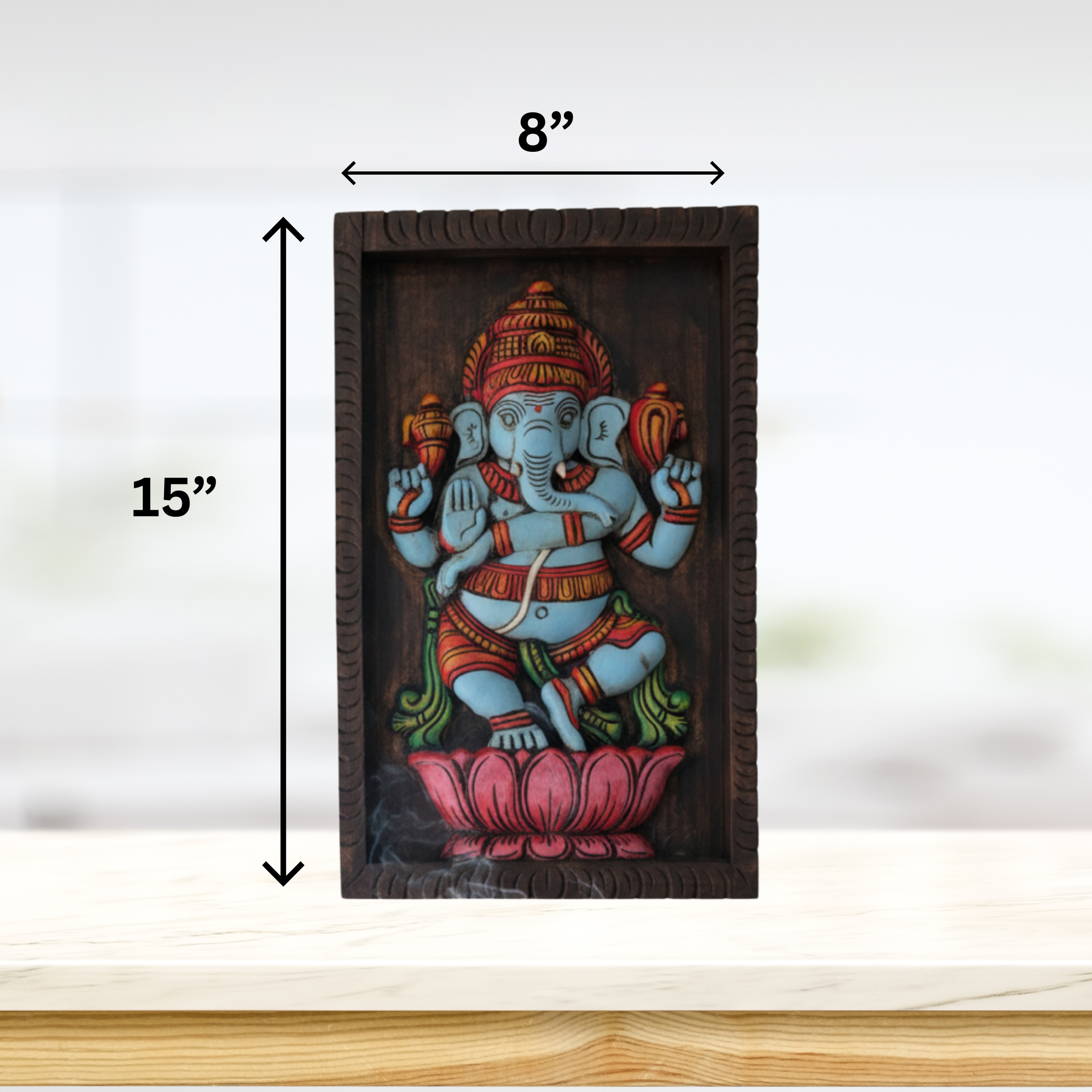 Hand-Carved Wooden Ganesha Wall Frame (Multi-Color) - Image 2