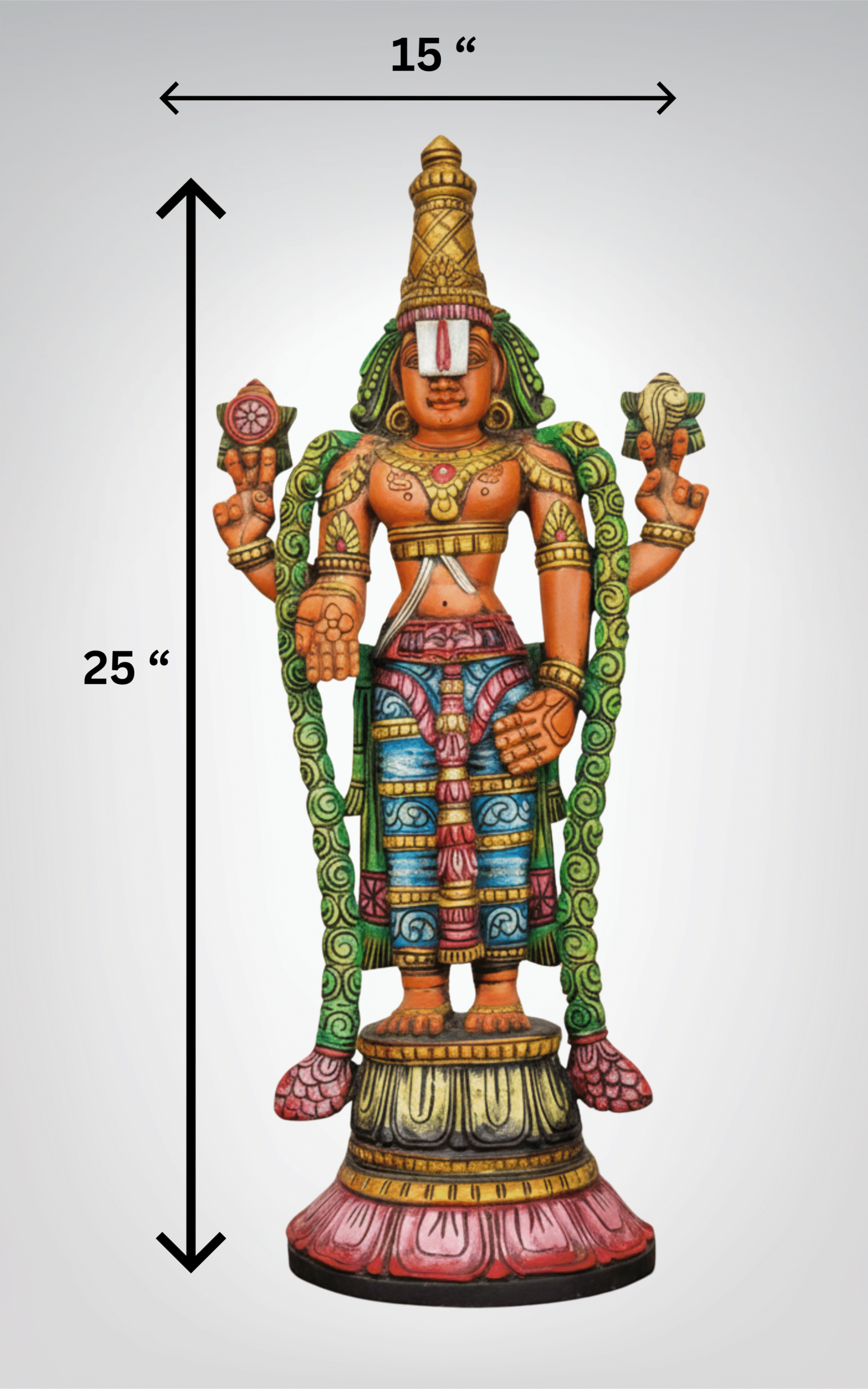 Balaji Srinivasa perumal Hand-Made Lord Venkateswara (Balaji) Wooden Standing idol - Image 2