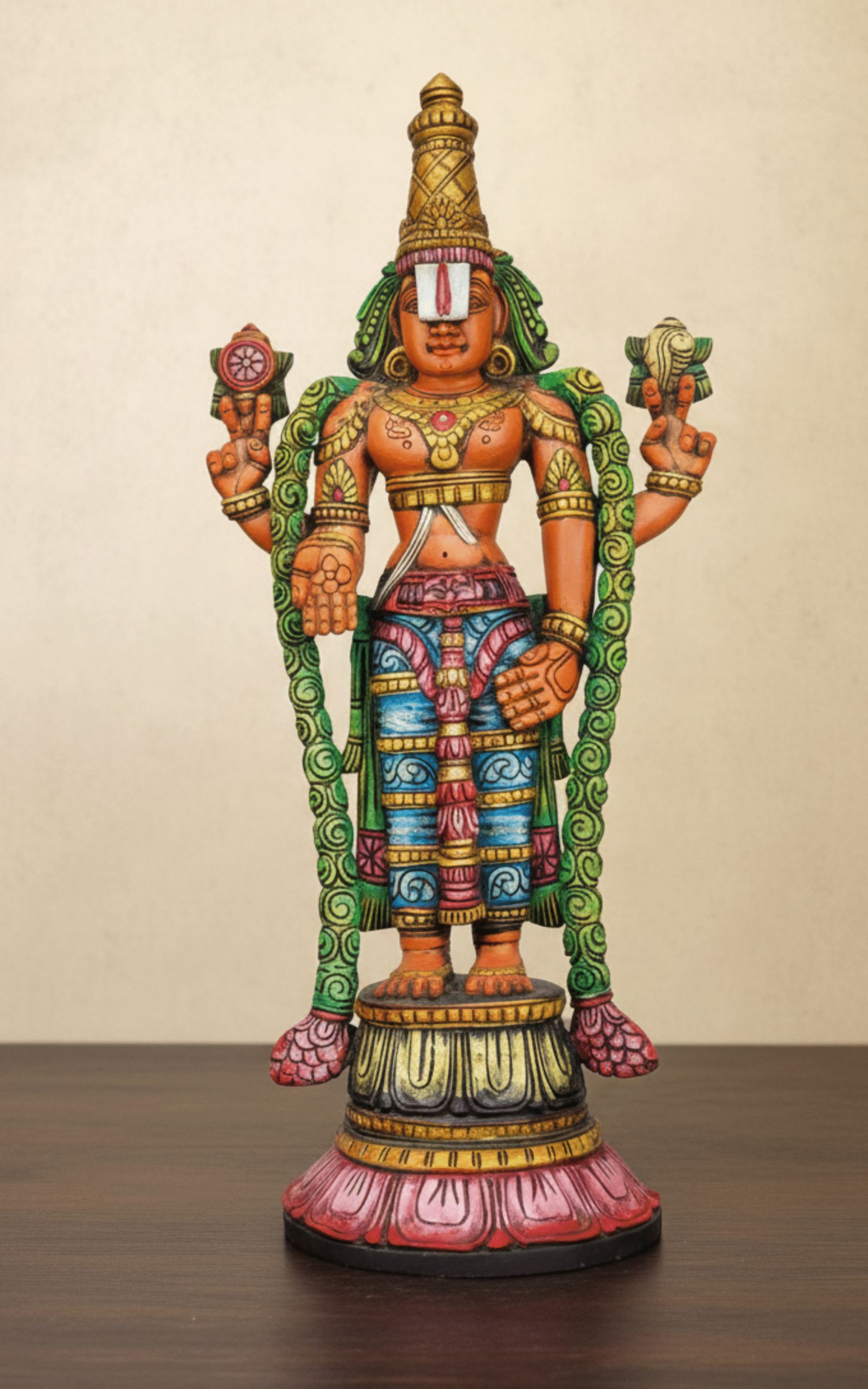 Balaji Srinivasa perumal Hand-Made Lord Venkateswara (Balaji) Wooden Standing idol