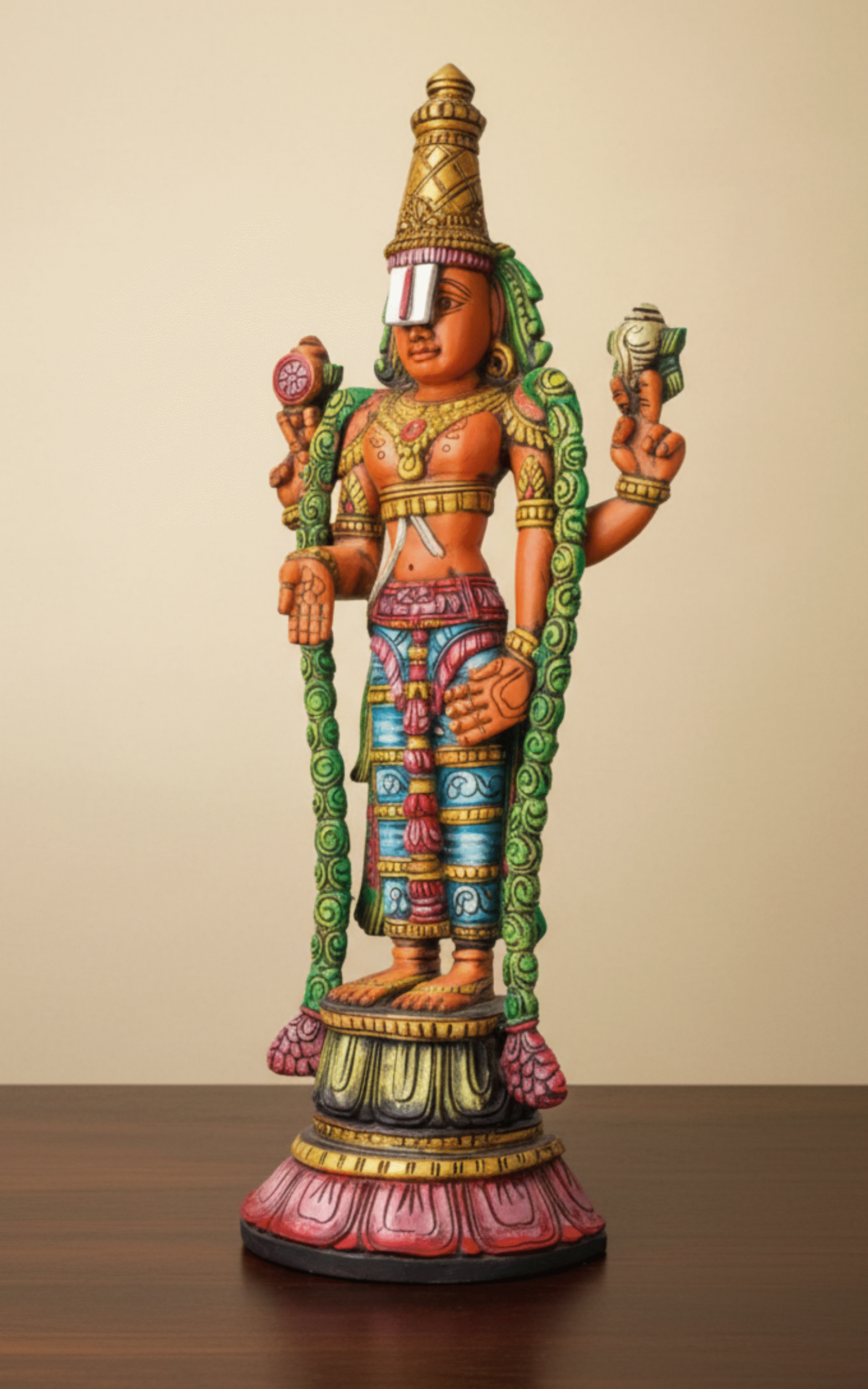 Balaji Srinivasa perumal Hand-Made Lord Venkateswara (Balaji) Wooden Standing idol - Image 5
