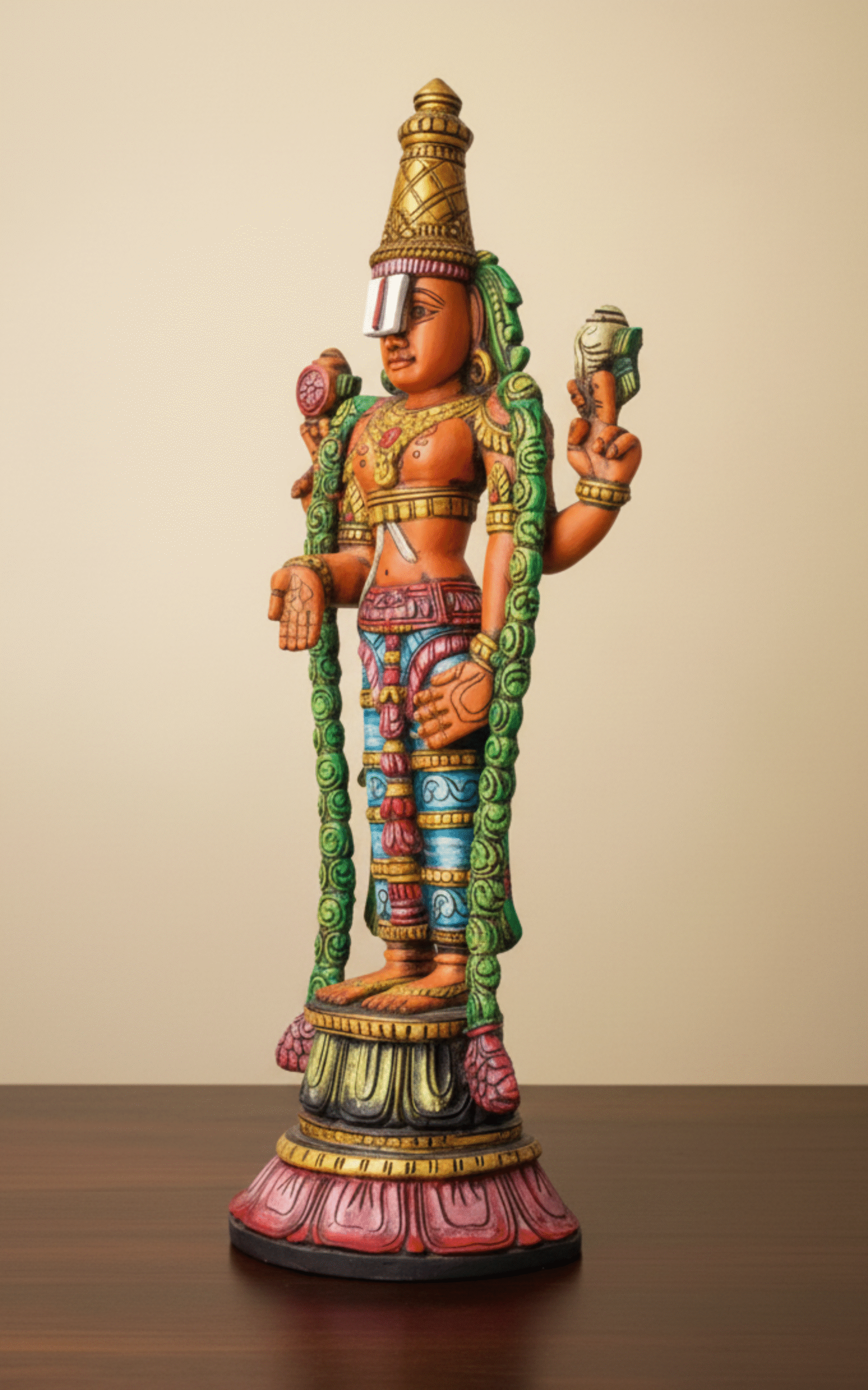 Balaji Srinivasa perumal Hand-Made Lord Venkateswara (Balaji) Wooden Standing idol - Image 7