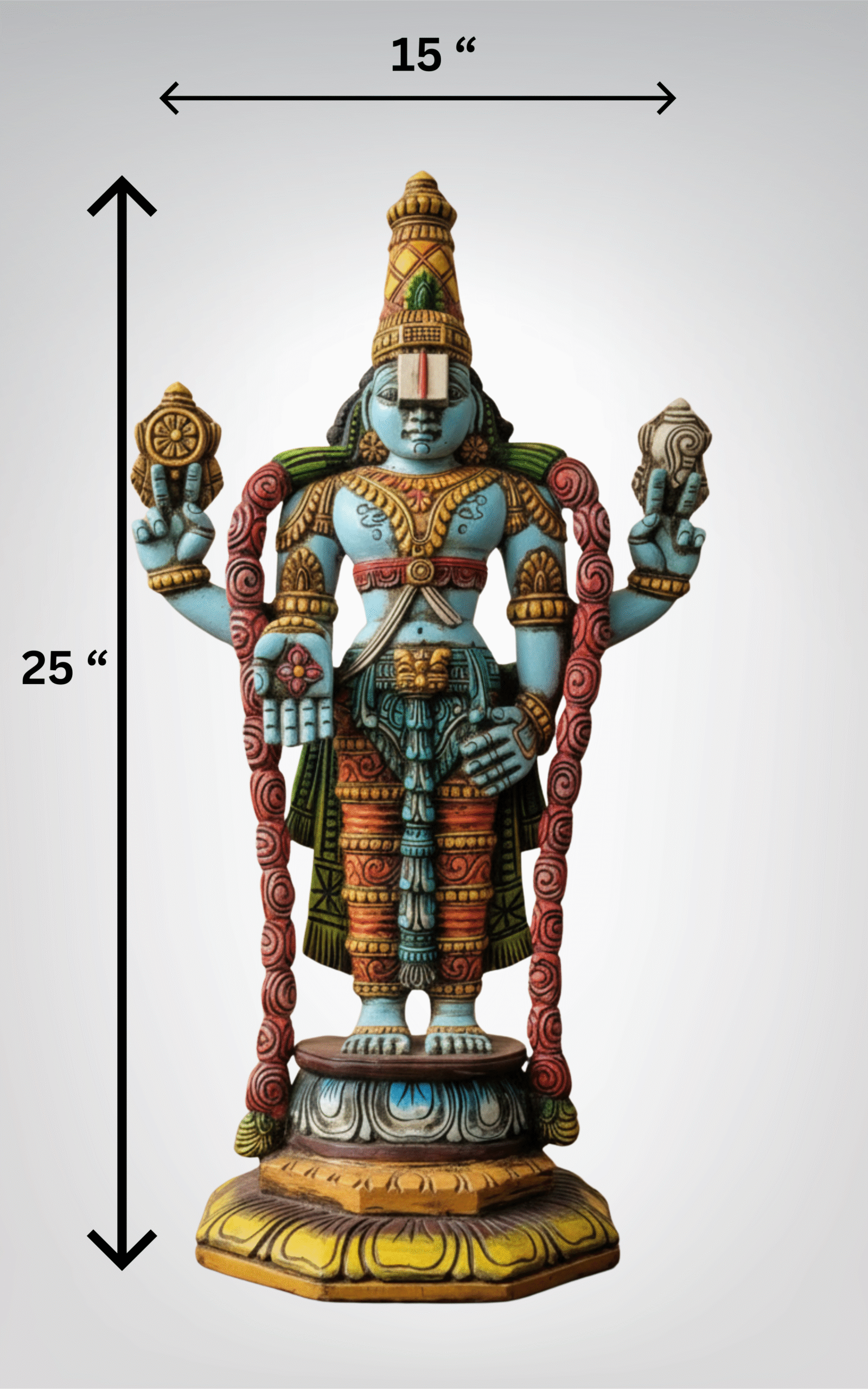 Balaji Srinivasa perumal Hand-Made Lord Venkateswara (Balaji) Wooden Standing idol - Image 8