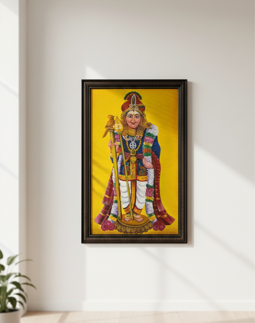 Magnificent Hand-Painted Lord Murugan Canvas Painting