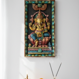 Vertical Hand-Carved Ganesha Wall Frame