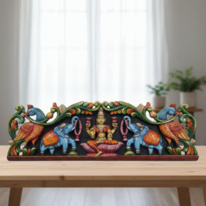 Hand-Carved  Gajalakshmi Wall Panel