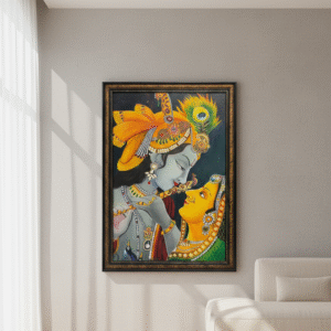 Traditional Radha-Krishna Hand Painted Wall Art Canvas Painting