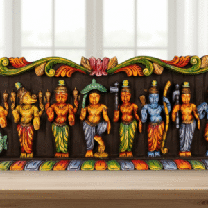 Hand-Carved Wooden Dashavatara Panel: Ten Avatars of Vishnu