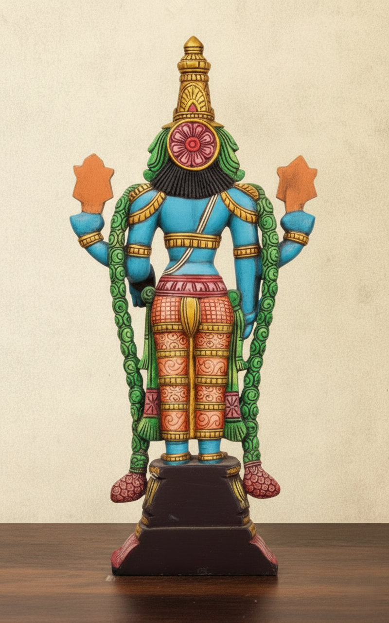 Balaji Srinivasa perumal Hand-Made Lord Venkateswara (Balaji) Wooden Standing idol - Image 9