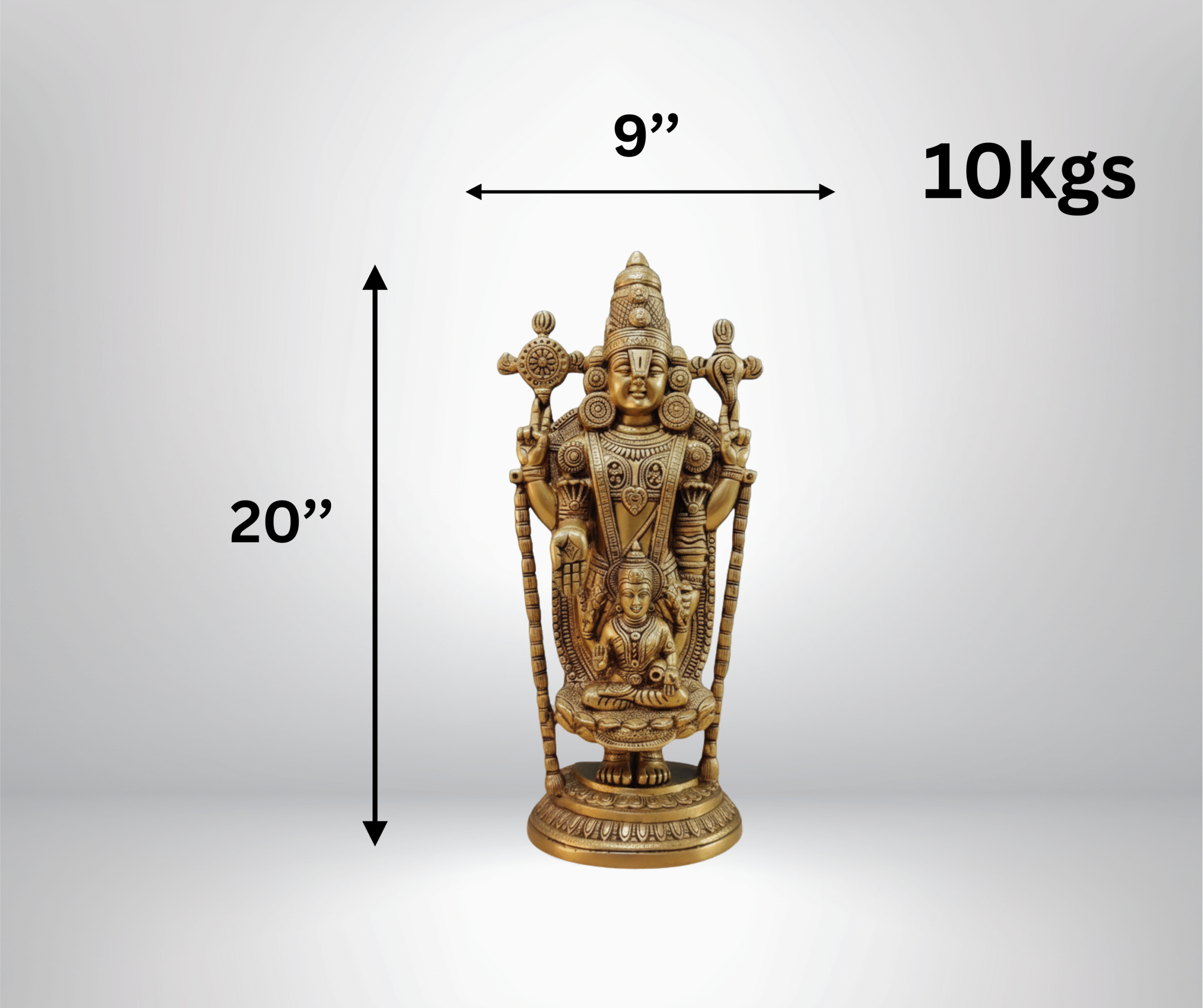 Exquisite Brass Tirupati Balaji (Venkateswara) Idol with Goddess Lakshmi - 20 Inch - Image 4