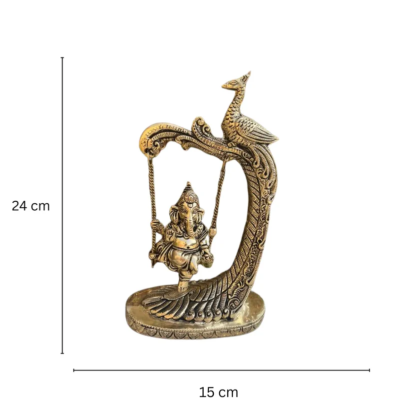 Swing Ganesh Brass Table Showpiece Sculpture For Gift And Decor - Image 2