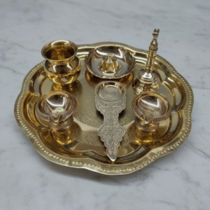 Luxurious Brass Pooja Thali Set – Traditional Indian Home Décor & Gift Set of 7