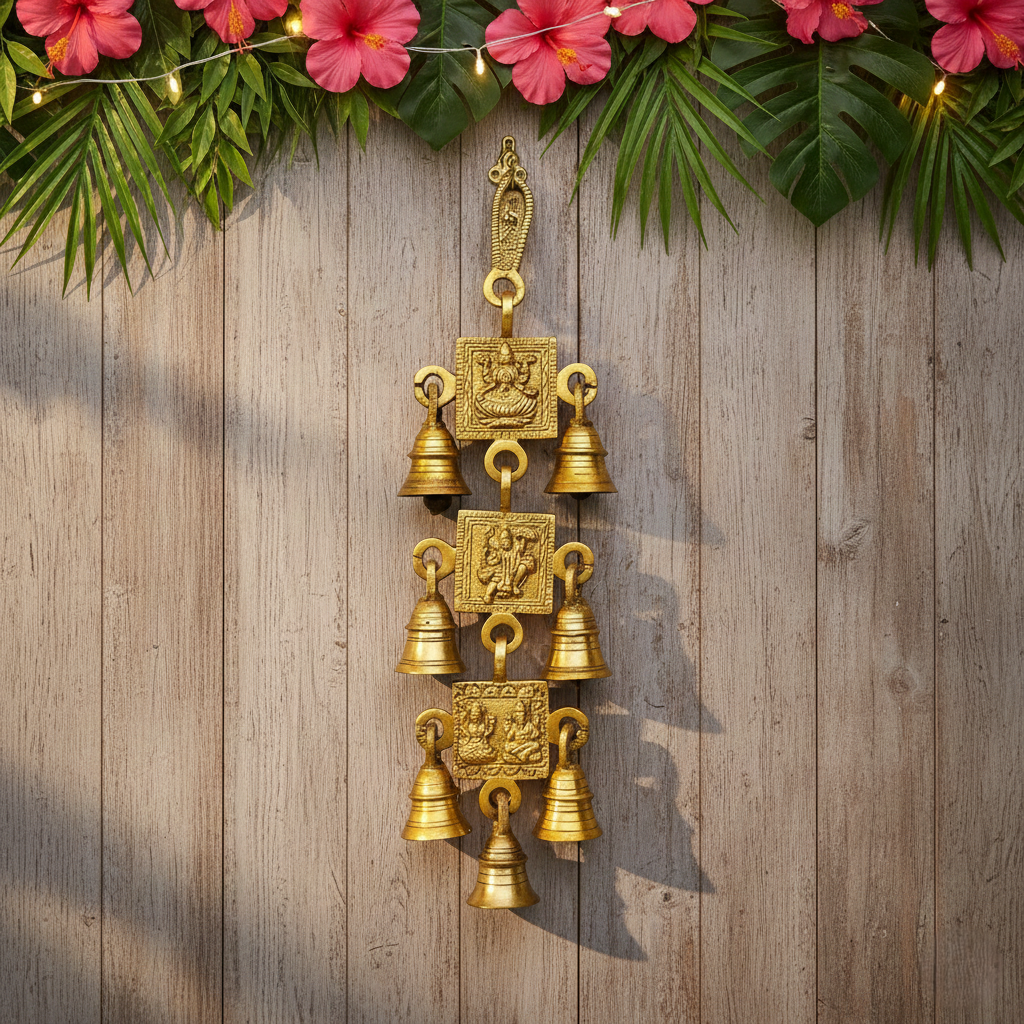 Brass Wind Chime Wall Hanging | Divine Home Décor for Blessings | Classical Religous Wall Decor