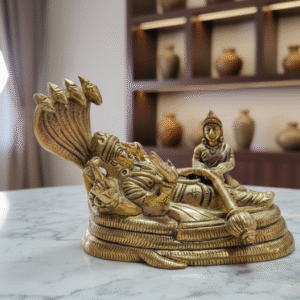 🕉️ Brass Lord Vishnu Reclining on Sheshnag with Goddess Lakshmi (Sheshasayana)