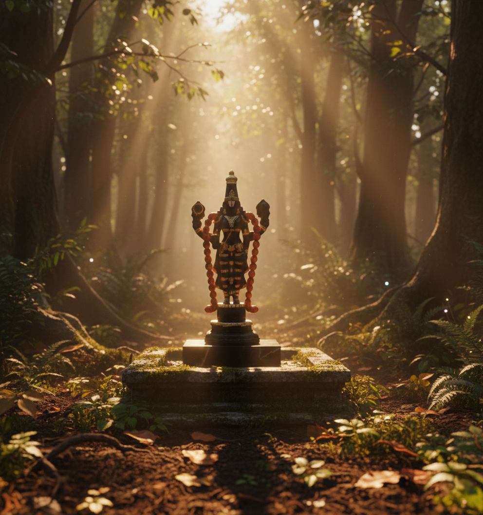 Balaji Black and Gold polished Srinivasa perumal Hand-Made Lord Venkateswara Wooden Standing idol - Image 5