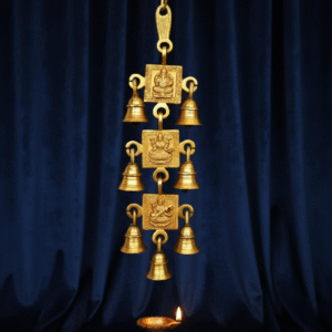 Brass Religious Wind Chime | Spiritual Wall Hanging | Brass Designer Wall Hanging Bell ( Yellow, 12.5 inch)