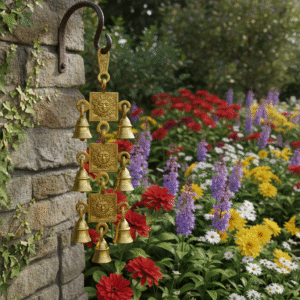 Brass Sun Face Wall Hanging | Perfect Spiritual Décor for Your Home & Office | Brass Wind Chime For Religious Decor ( Yellow, 12.3 inch)